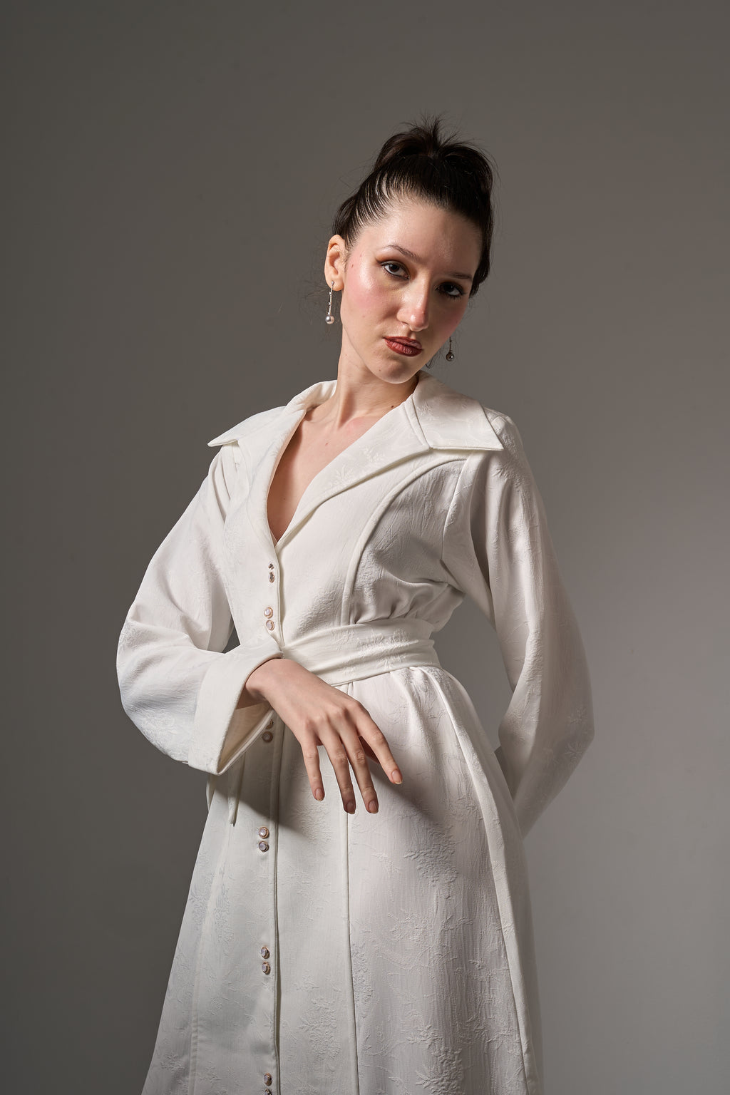Jacquard Maxi Dress- White