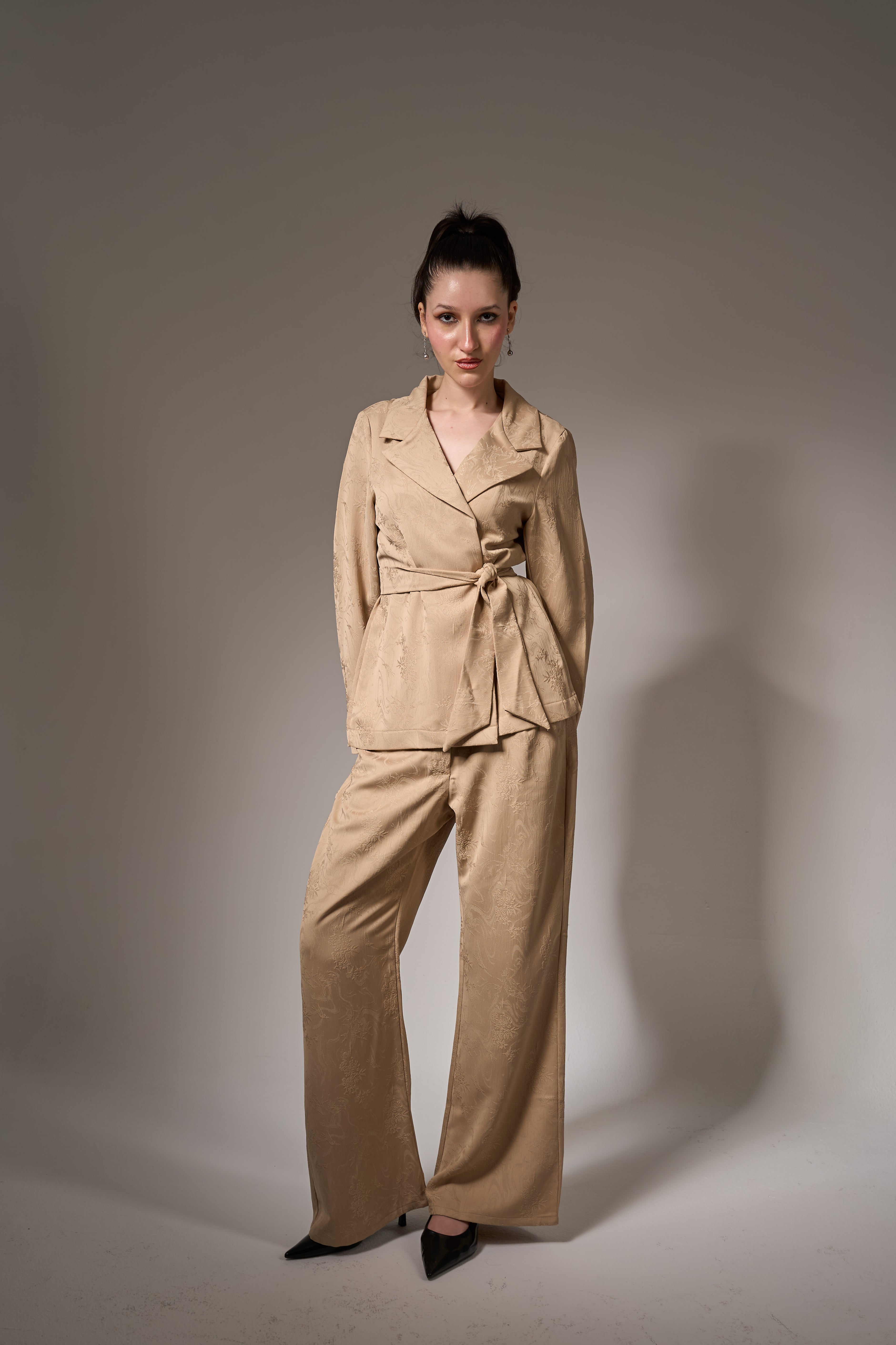Jacquard Soft Tailoring Suit- Beige