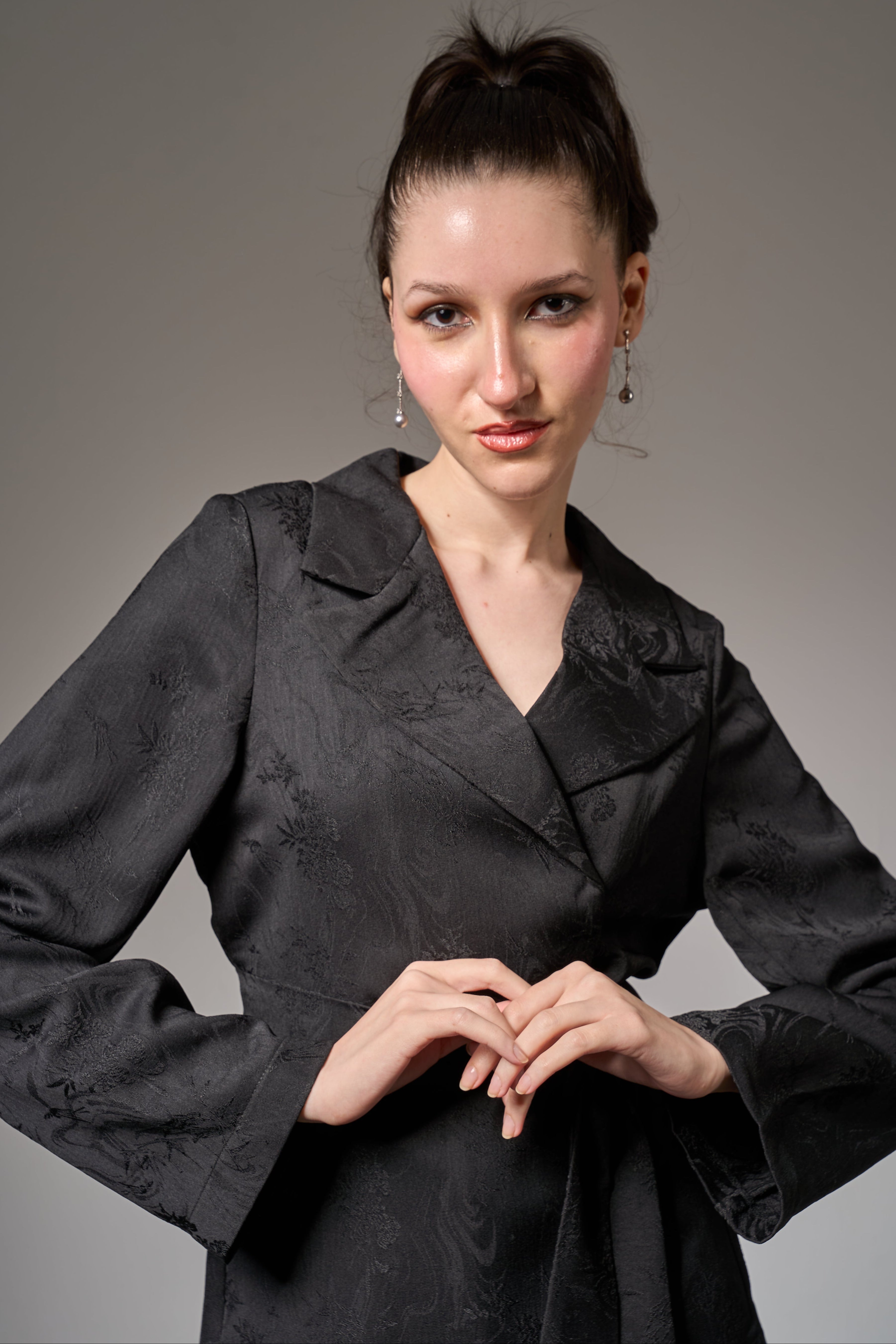 Jacquard Soft Tailoring Suit- Black