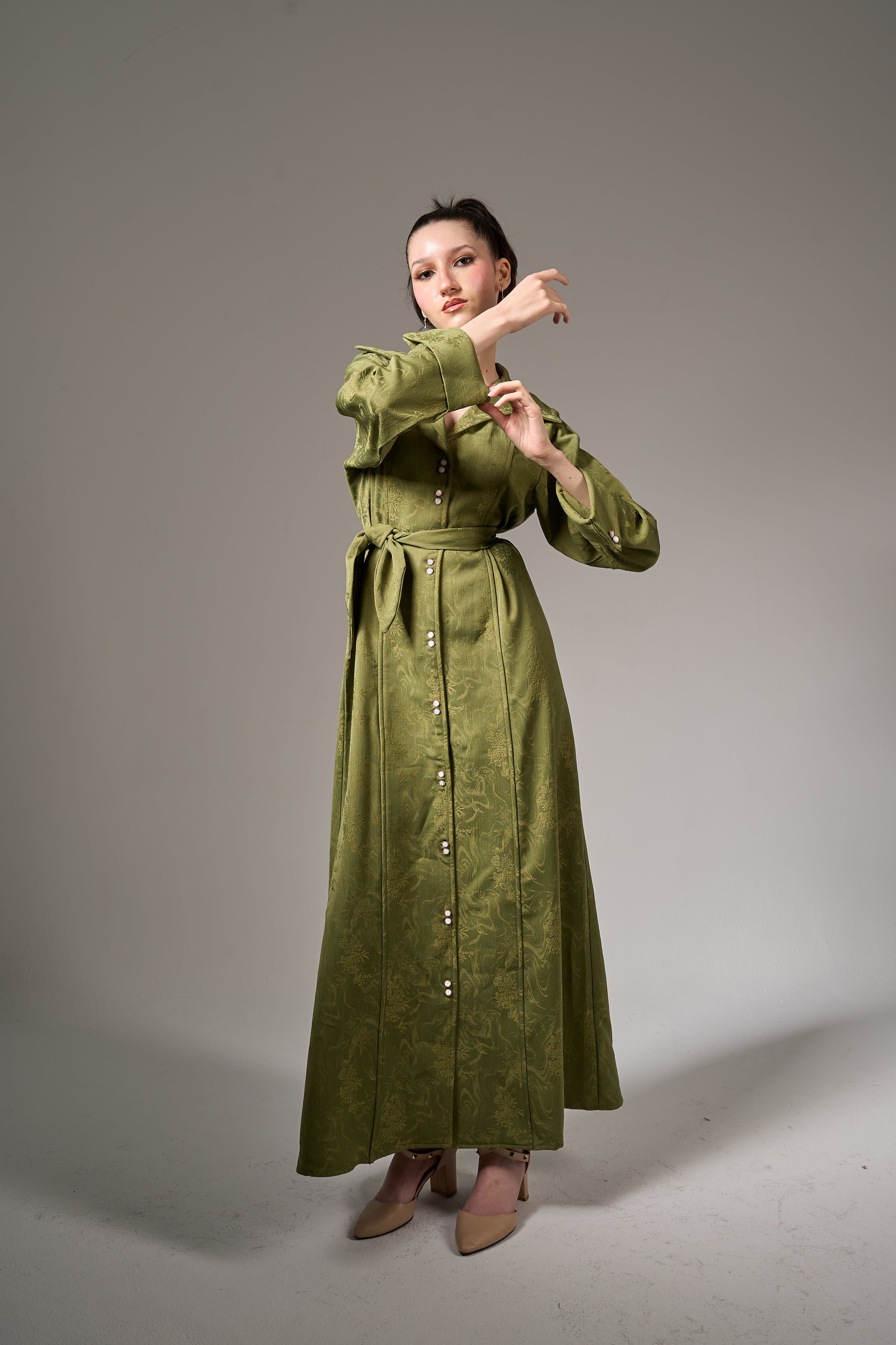 Jacquard Maxi Dress - Green