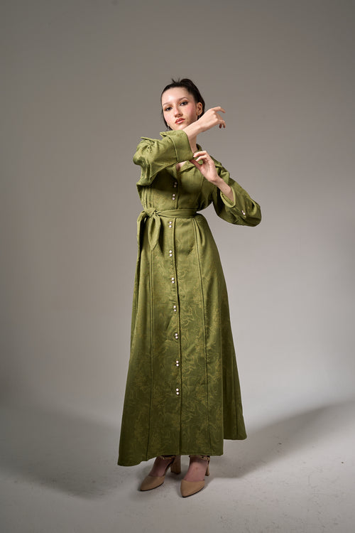 Jacquard Maxi Dress - Green
