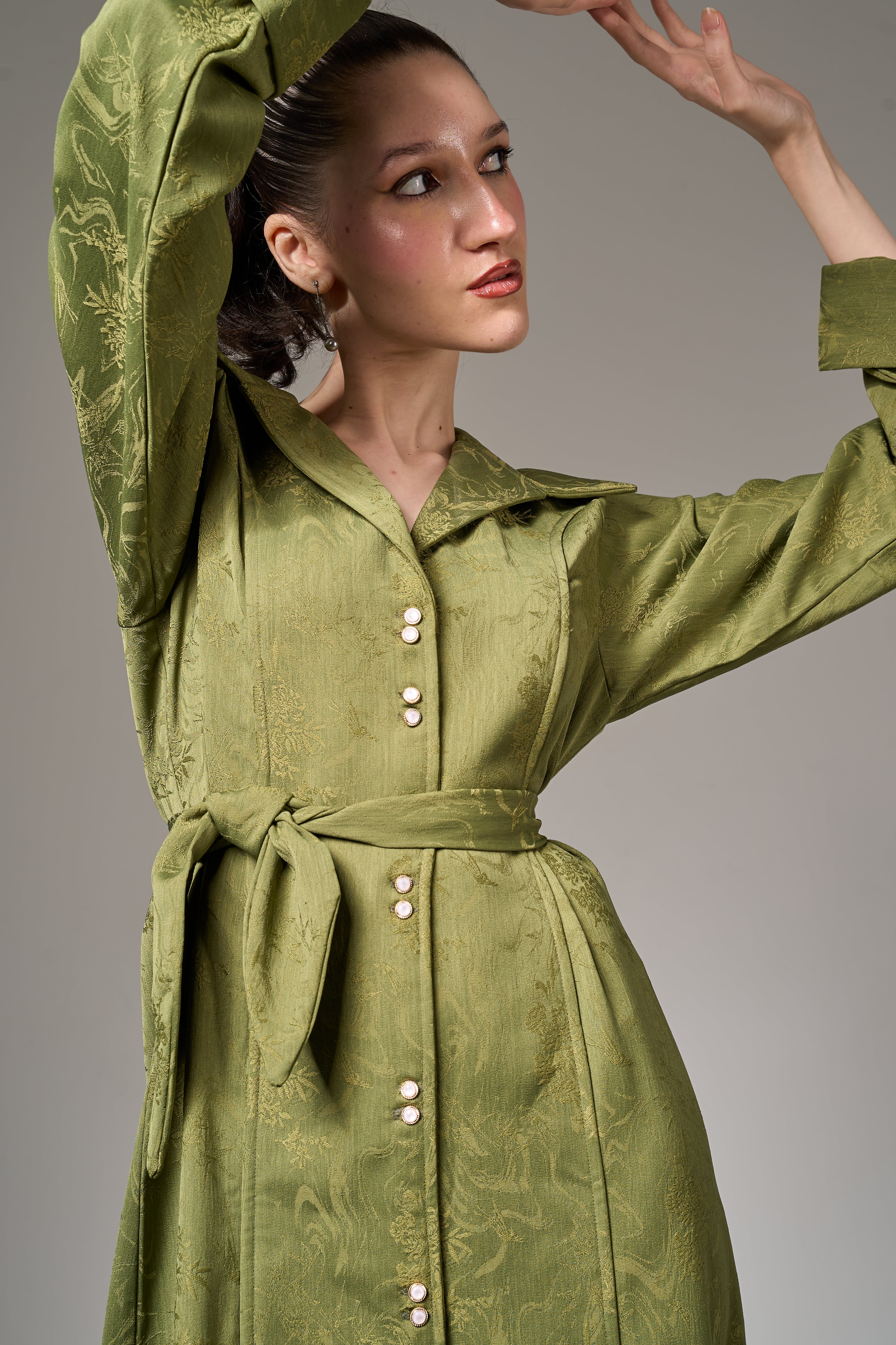 Jacquard Maxi Dress - Green
