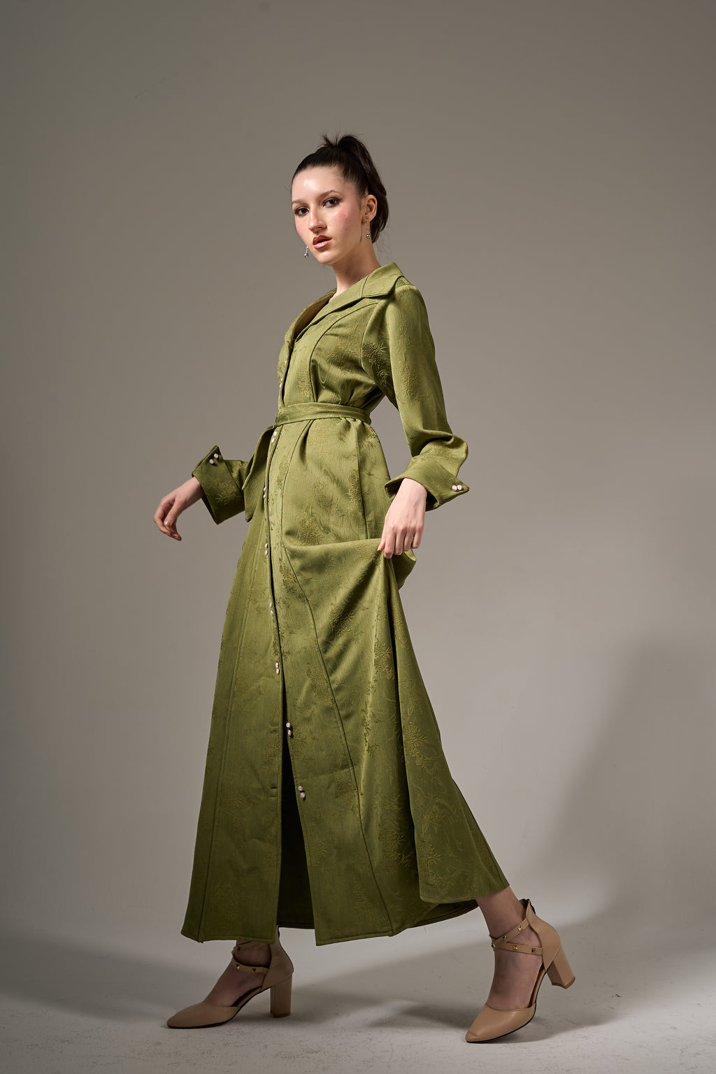 Jacquard Maxi Dress - Green