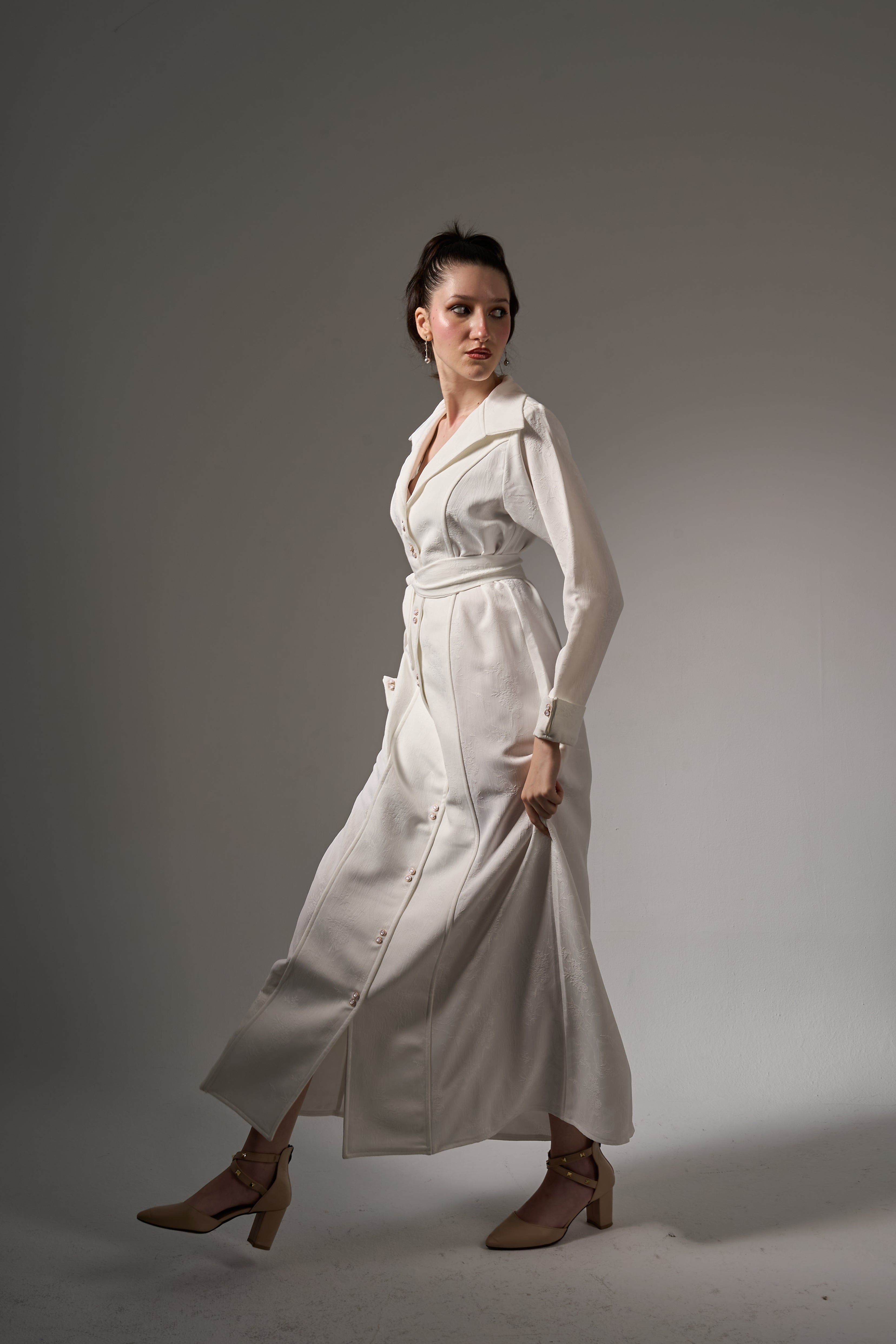 Jacquard Maxi Dress- White