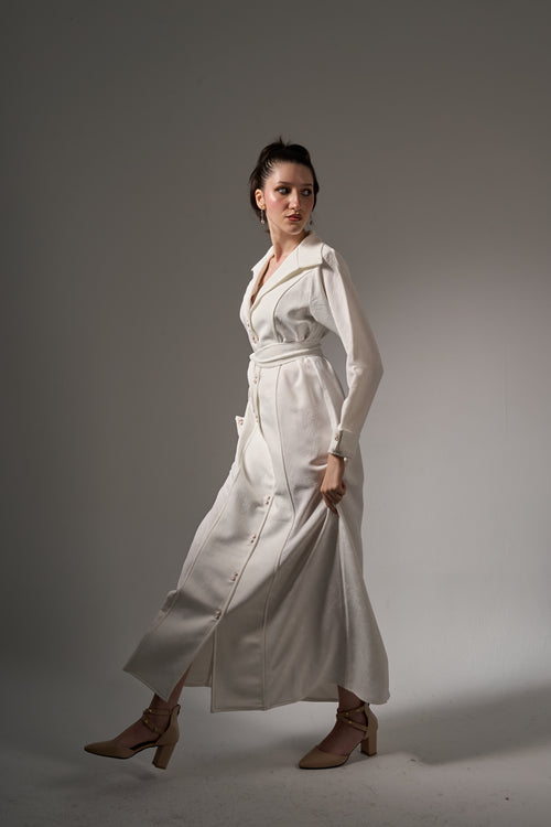 Jacquard Maxi Dress- White