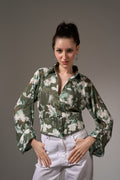Jacquard Chiffon Cropped Top