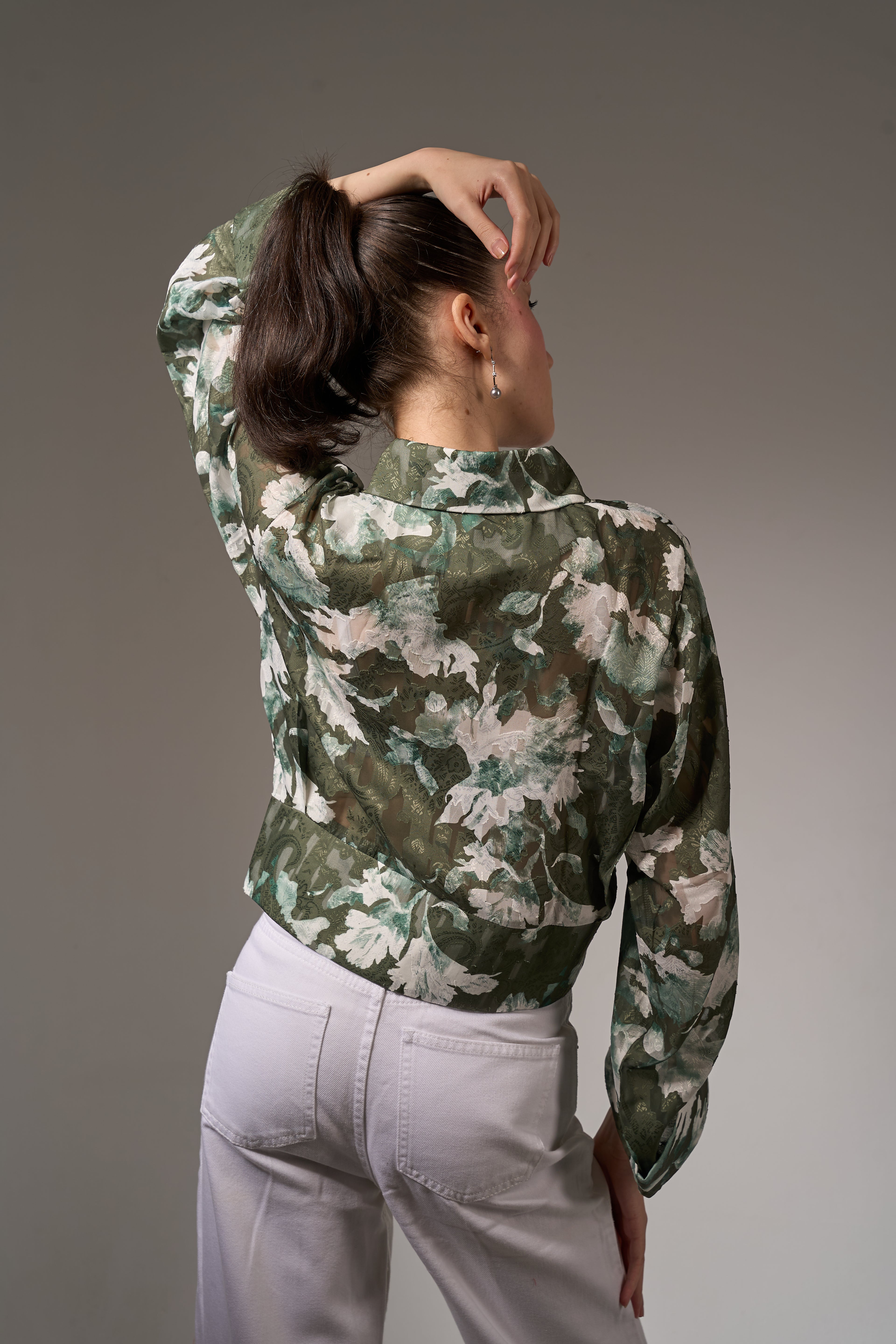Jacquard Chiffon Cropped Top