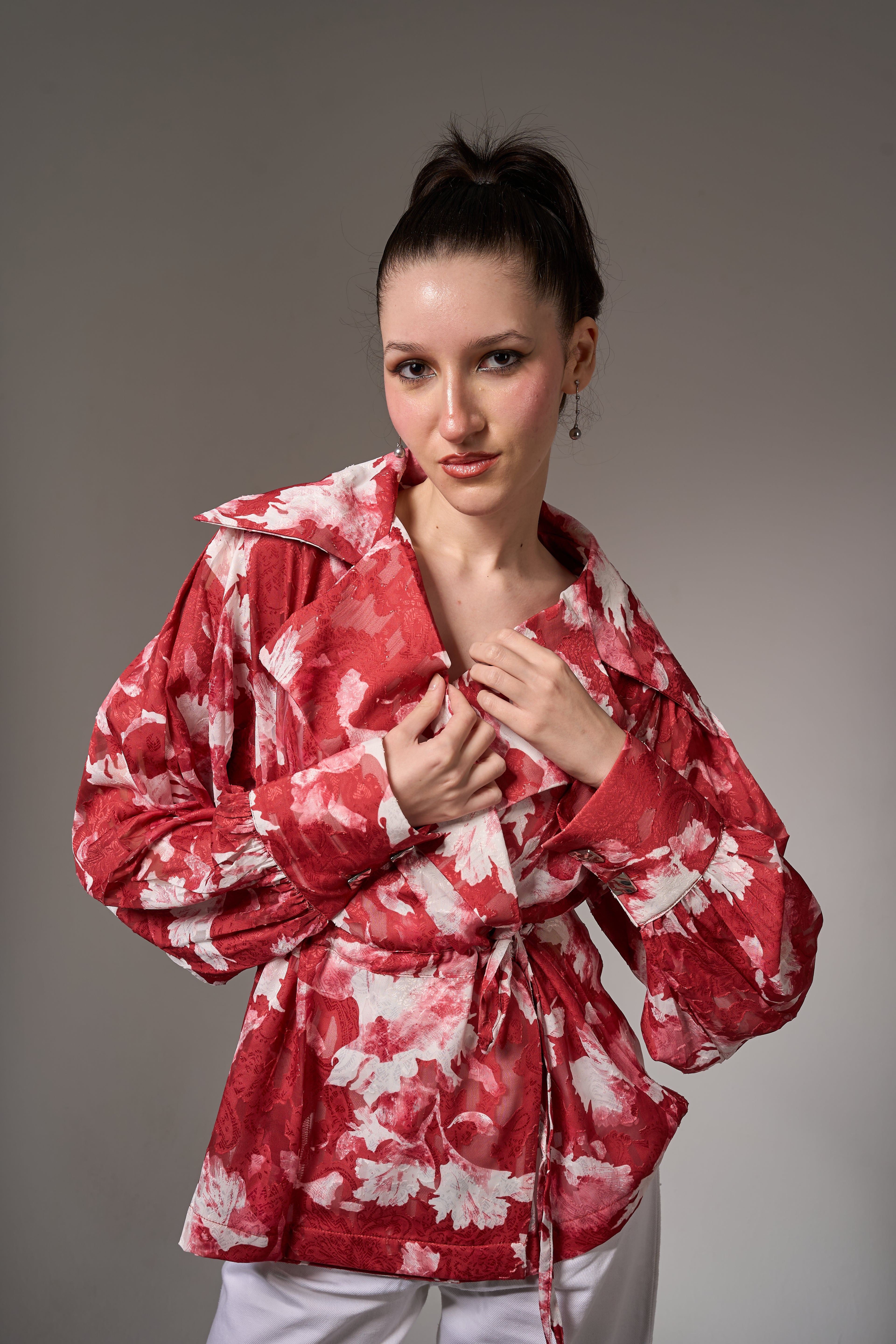 Jacquard Chiffon Wrap Top