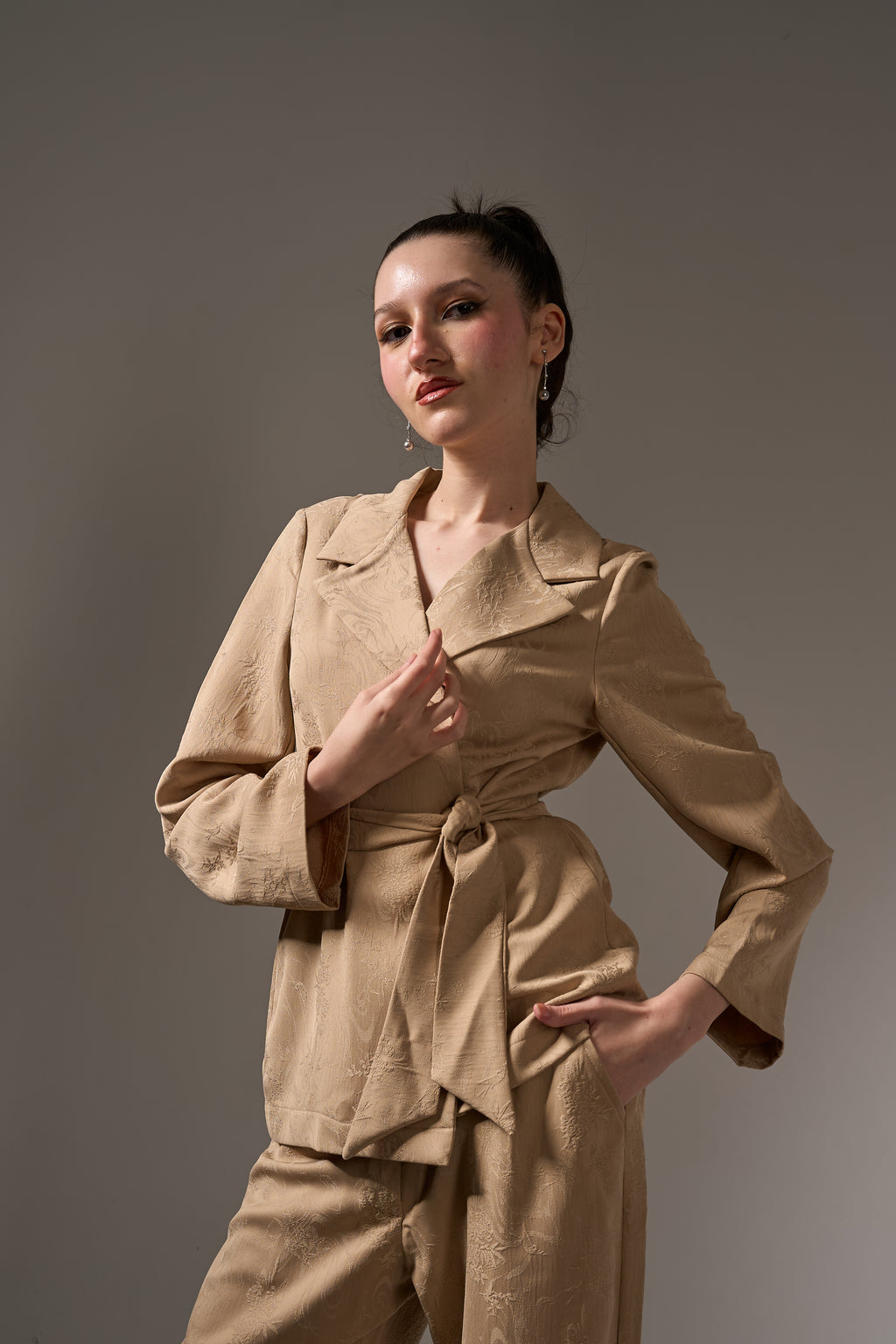 Jacquard Soft Tailoring Suit- Beige