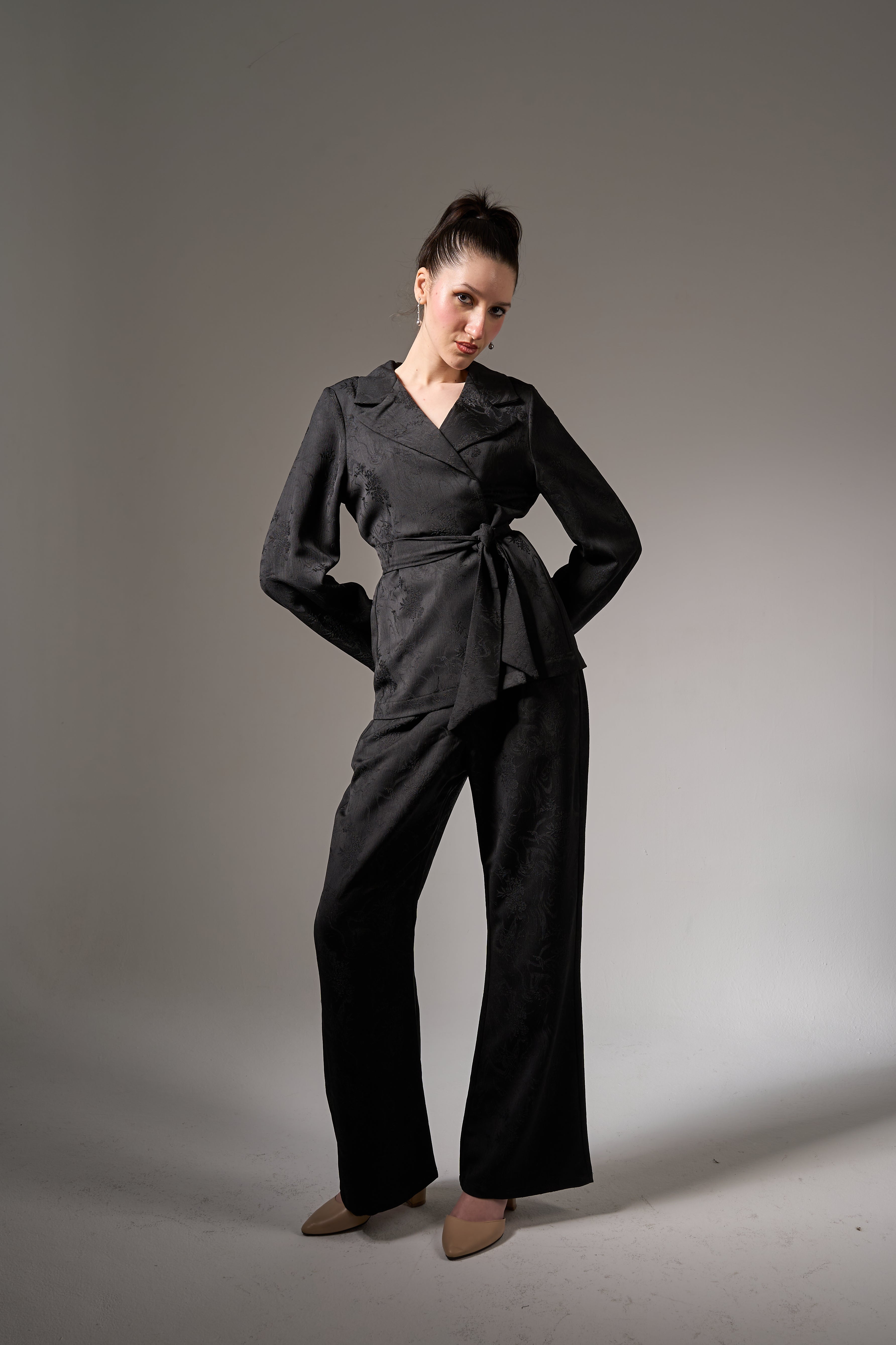 Jacquard Soft Tailoring Suit- Black