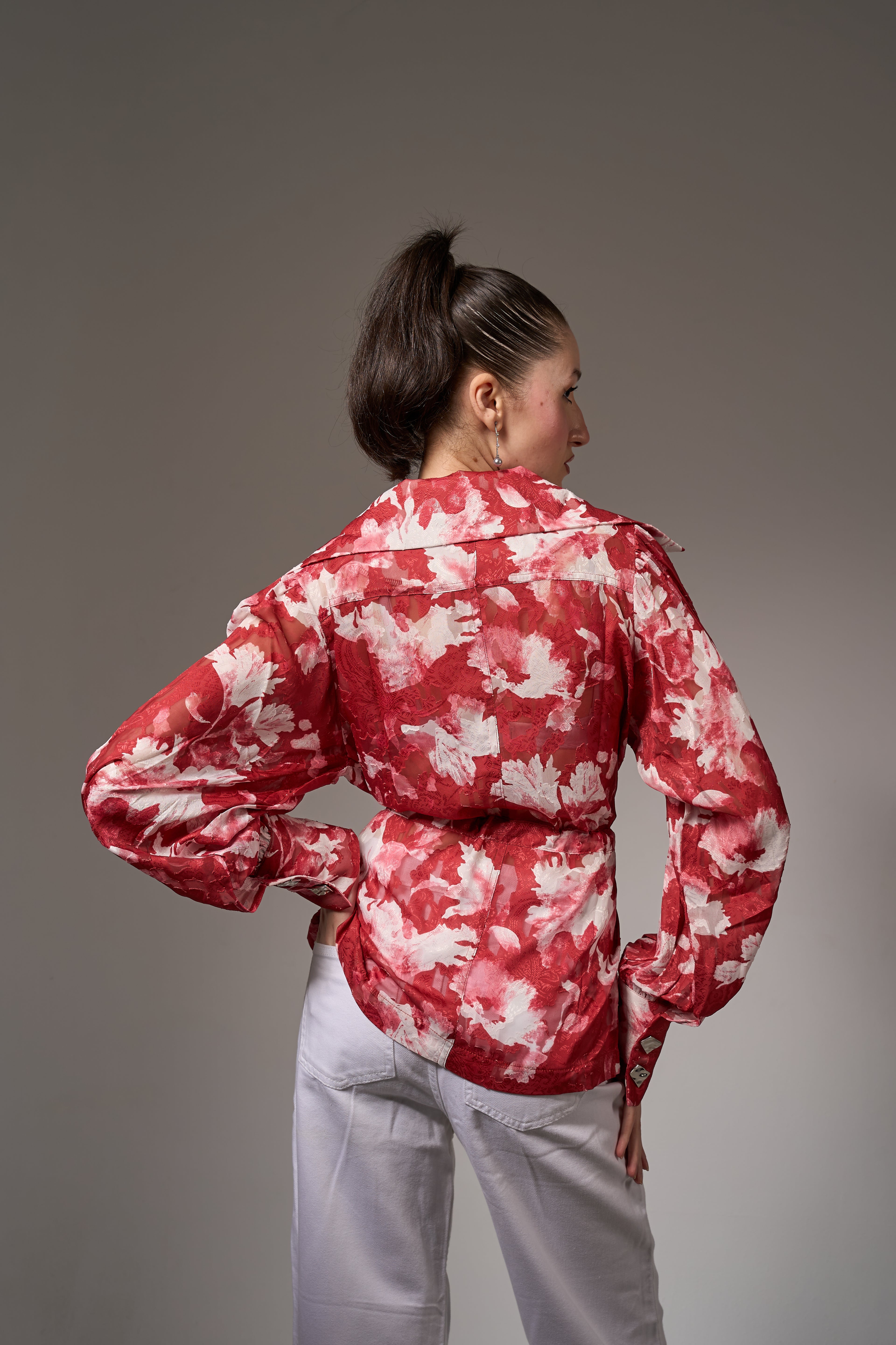Jacquard Chiffon Wrap Top