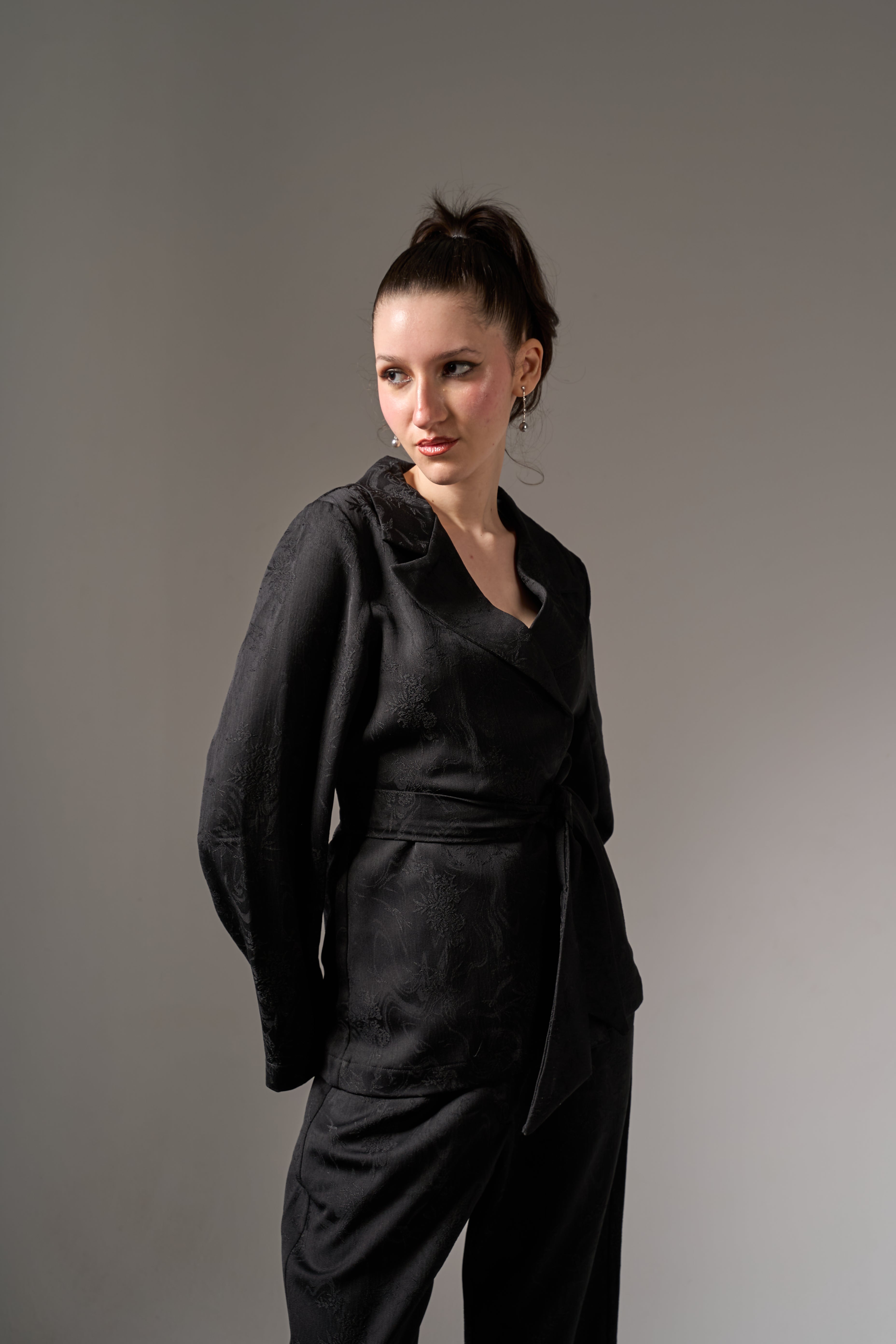 Jacquard Soft Tailoring Suit- Black